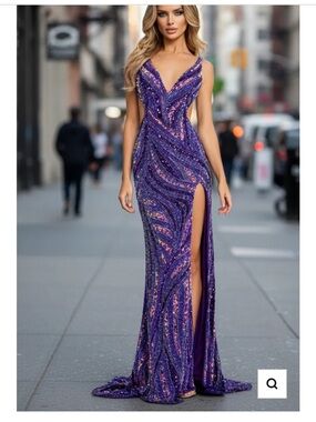 Jovani Purple Sequin Gown Prom Dress 6 Like New